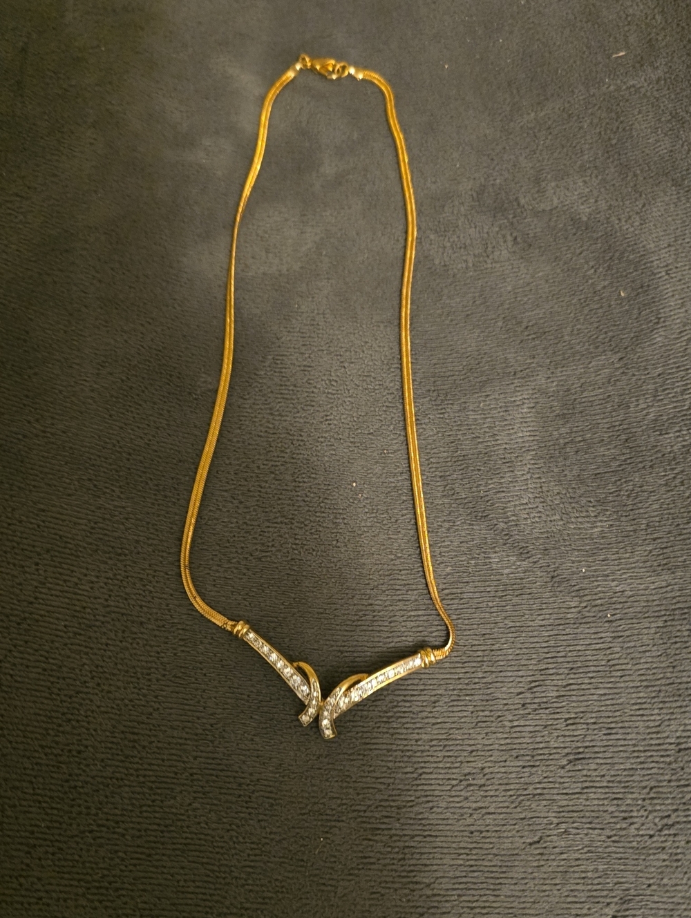Gold-Tone V-Accent Necklace with Crystal Trim - Women's Jewelry